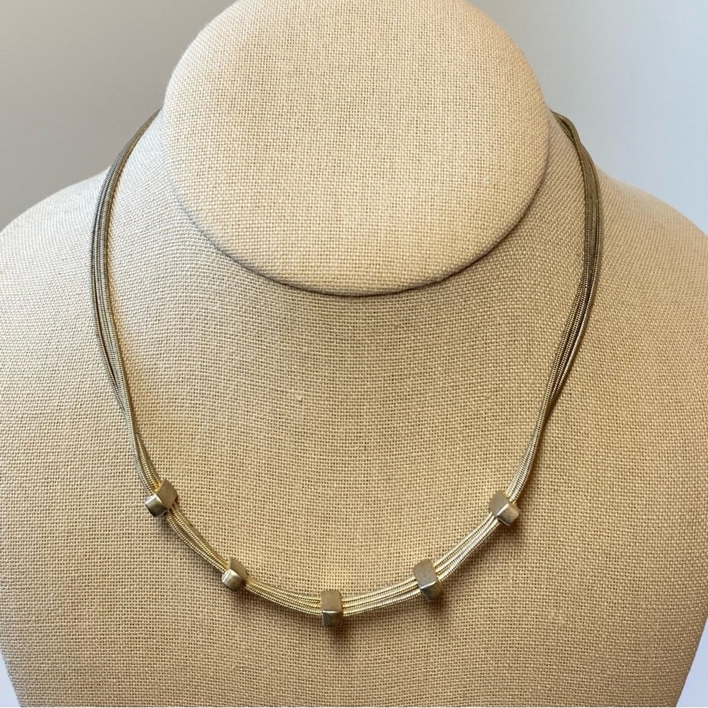 Vintage Napier Triple‎ Strand Silver Tone Adjustable Chain Waterfall Necklace